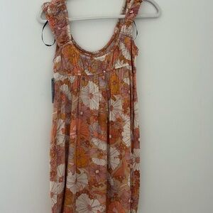 Volcom Floral Dress in Orange and Cream
